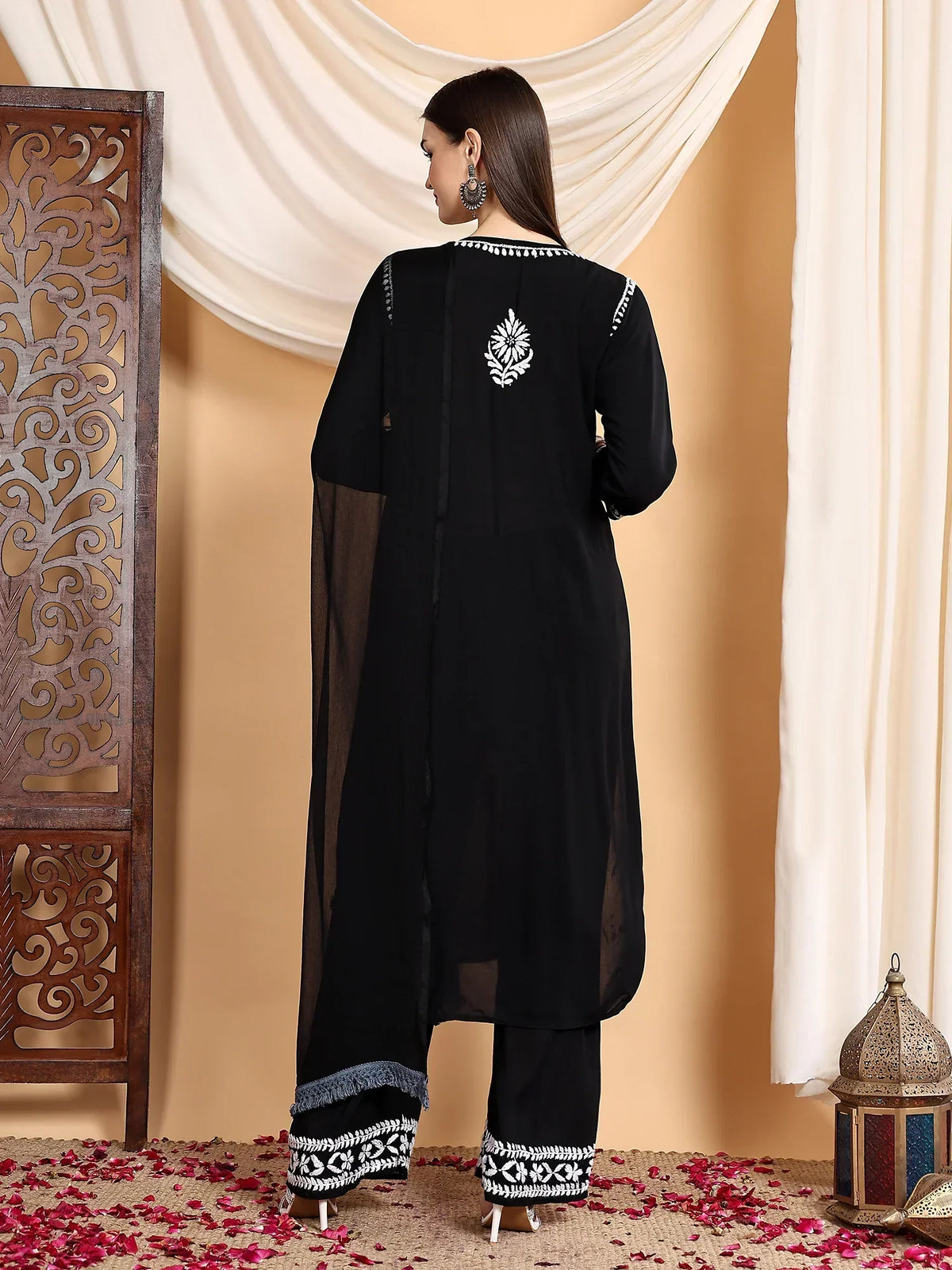 Shiza Chikankari Premium Modal Co-ord Set (Black)