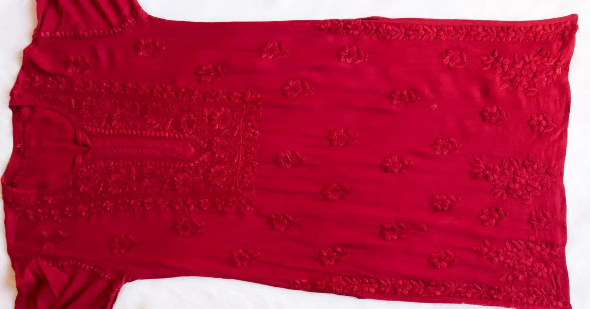 Aayat Red Rayon Kurta Pant set