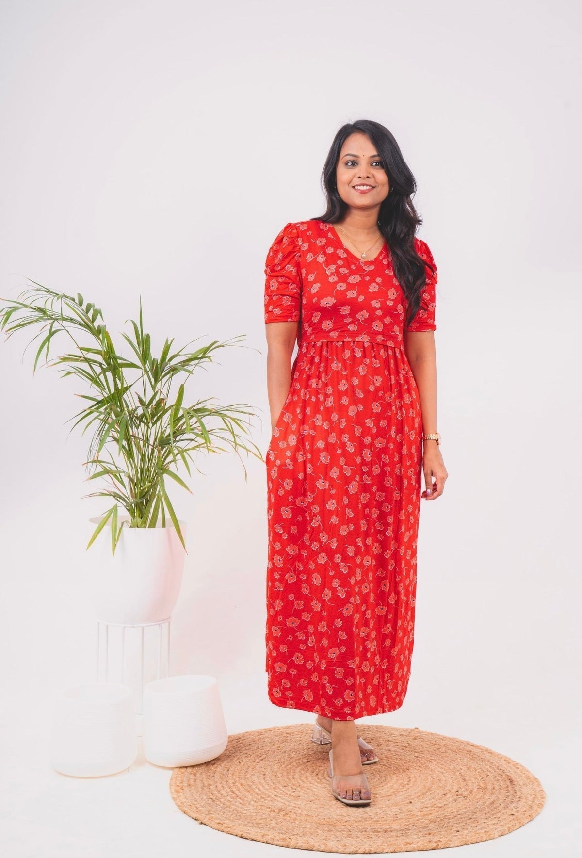 Maxi Scarlet floral ultra Light Weight Dress
