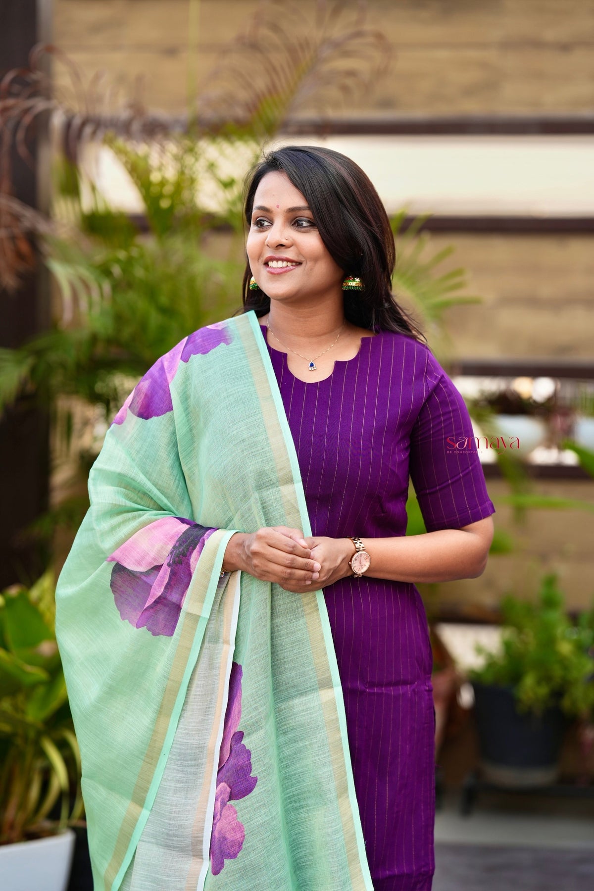Rohini raw silk suit set of 3 with linen gold border ( ready to dispatch )