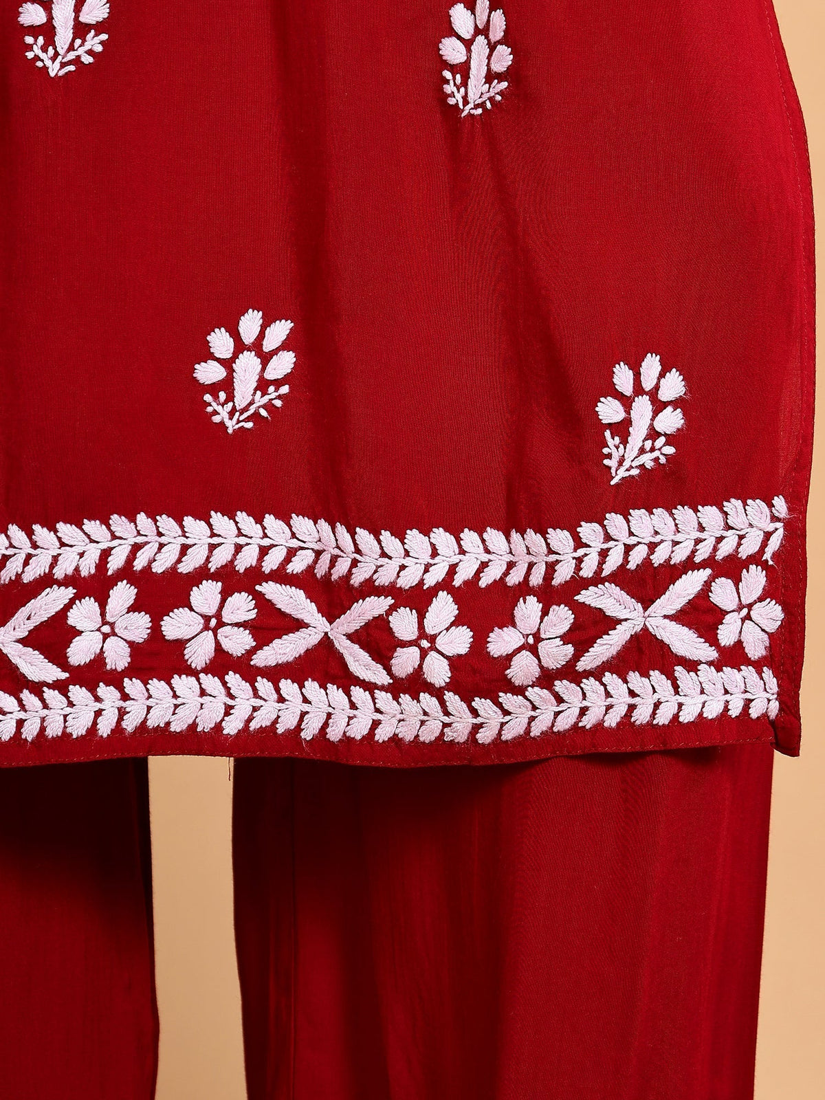 Shiza Chikankari Premium Modal Co-ord Set (Maroon)