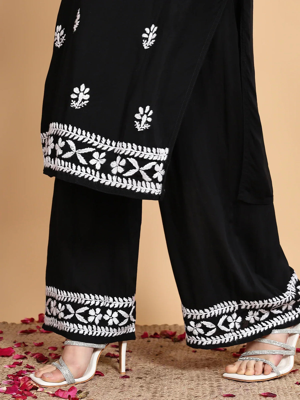 Shiza Chikankari Premium Modal Co-ord Set (Black)