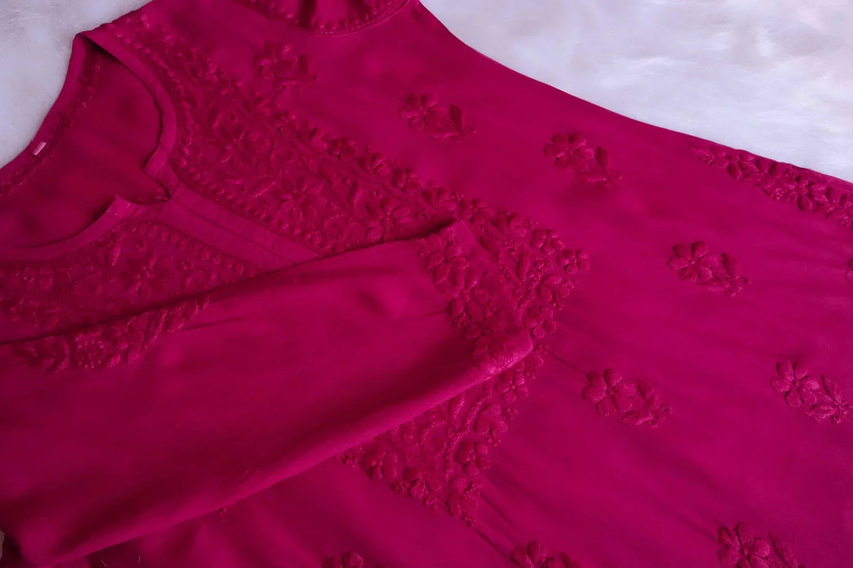 Aayat Deep Pink Rayon Kurta Pant set