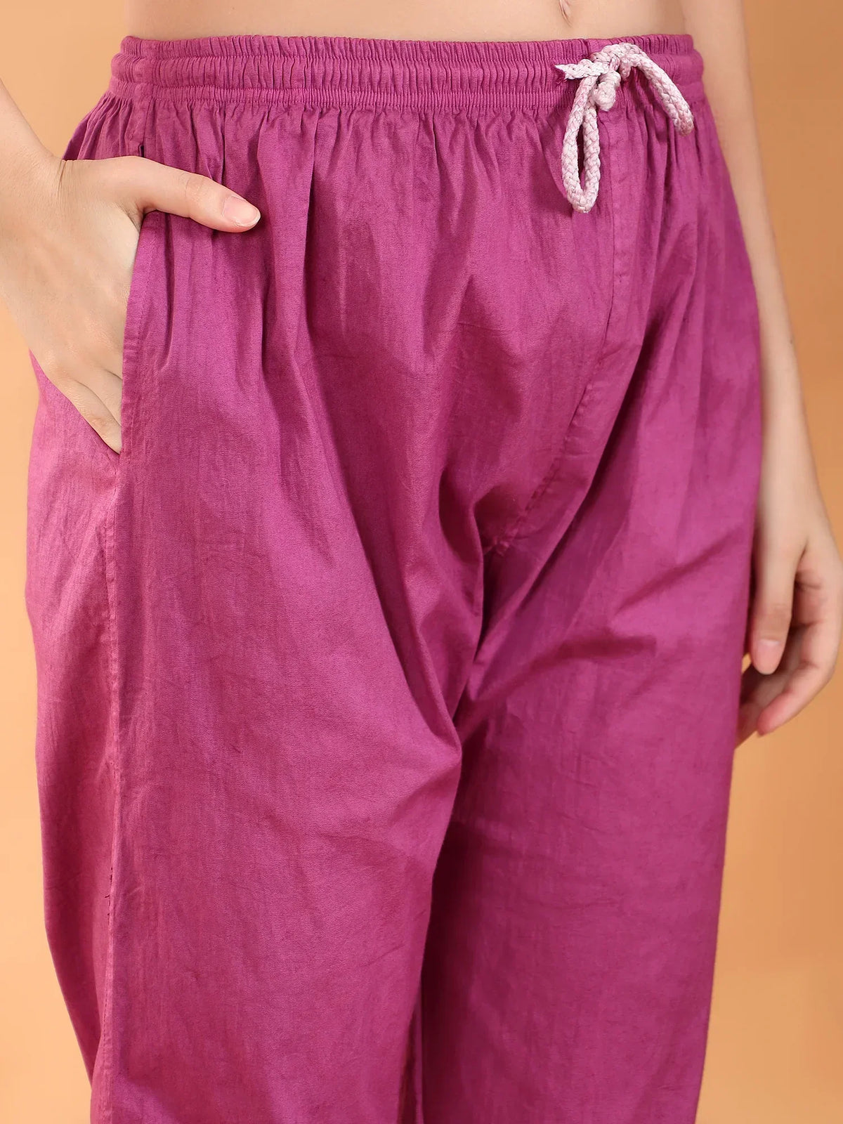 Ananya Chikankari Kurta Pant Cotton Co-ord Set (Wine)