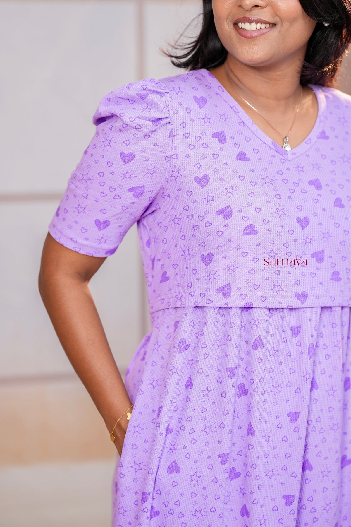 Maxi  Lilac Light Weight maternity feeding zipless Dress
