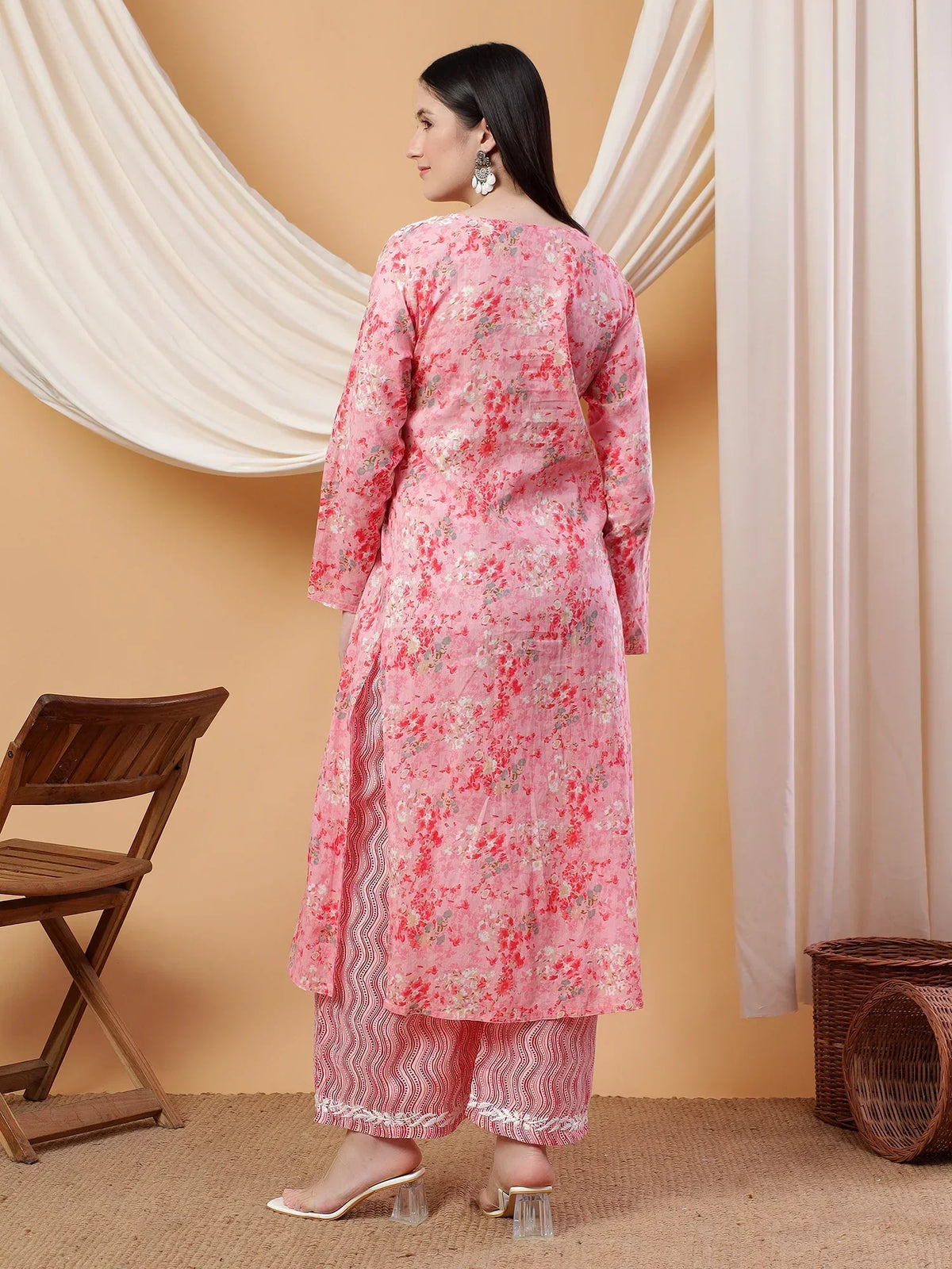 Anika Chikankari Mulmul Co-ord Set (Red)