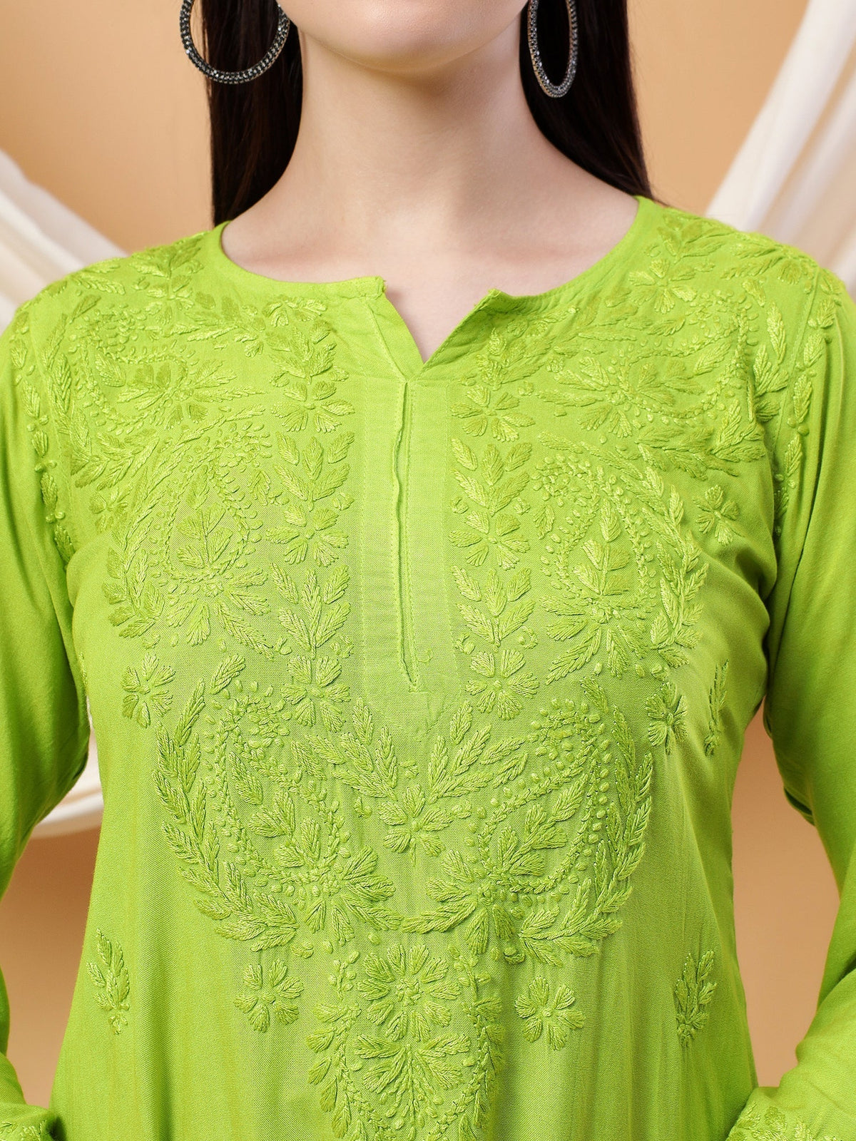 Meher Chikankari Ombre Rayon Co-ord Set (Green)