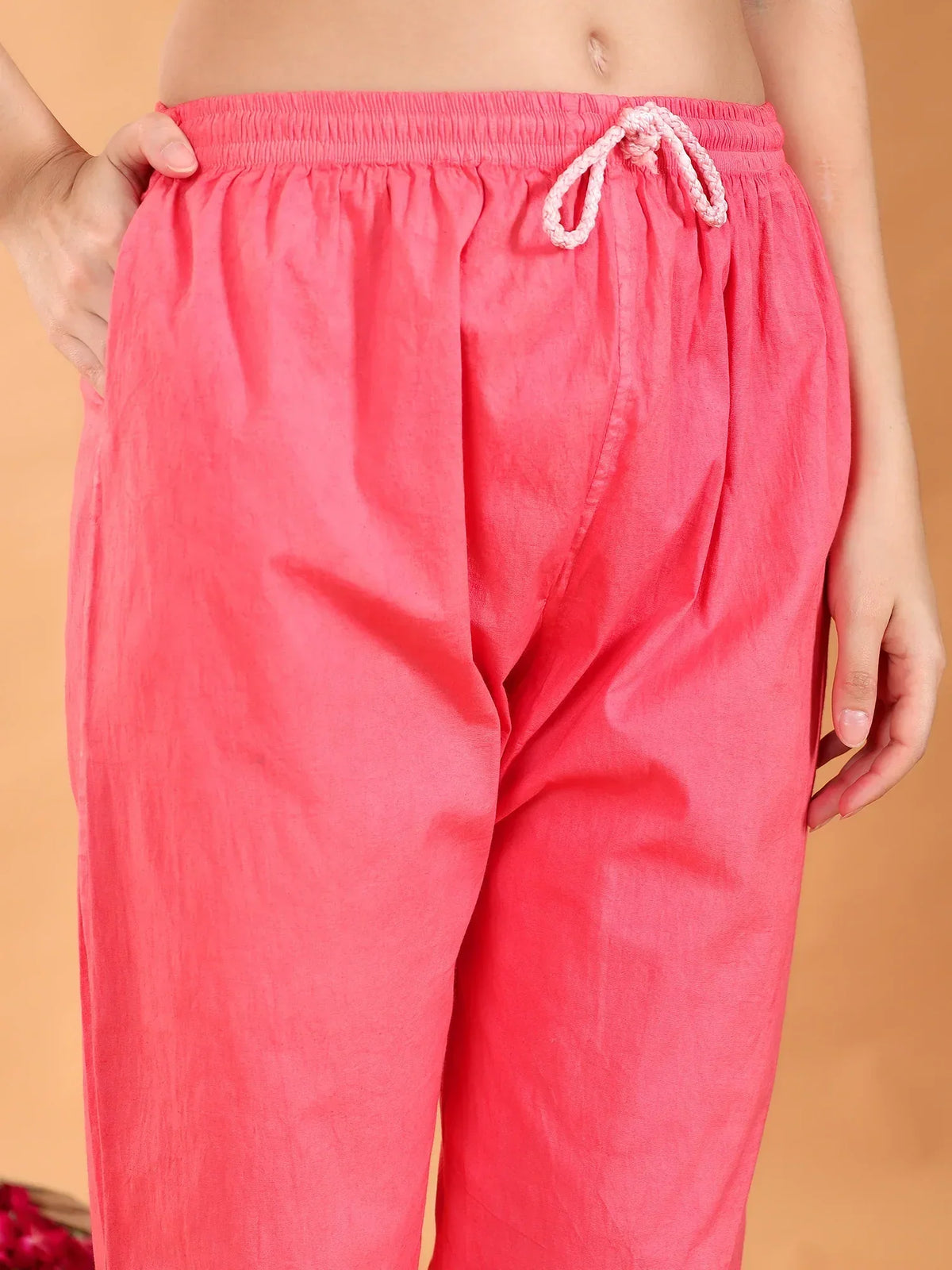 Ananya Chikankari Kurta Pant Cotton Co-ord Set (Coral)