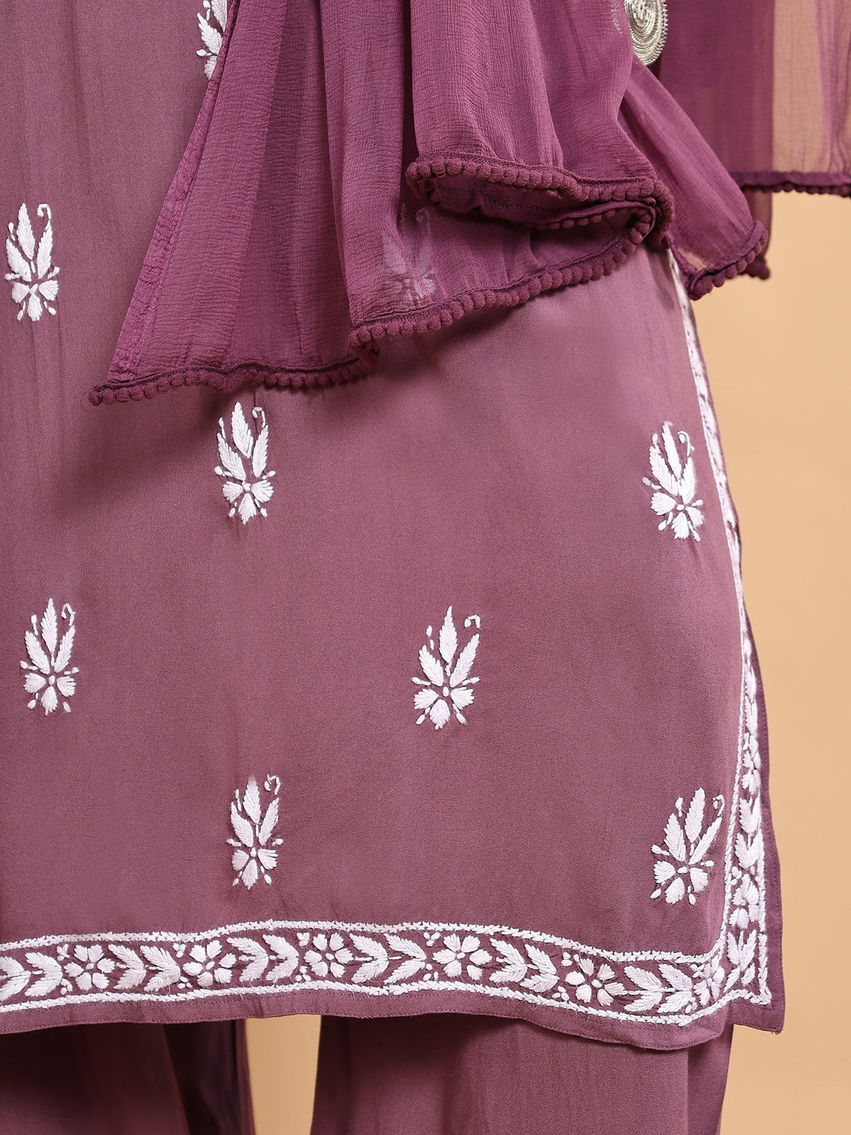 Haya Chikankari Rayon Co-ord Set (Mauve)