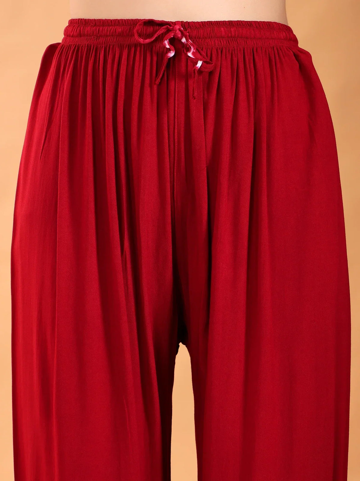 Maryam Chikankari Rayon Co-ord Set (Maroon)