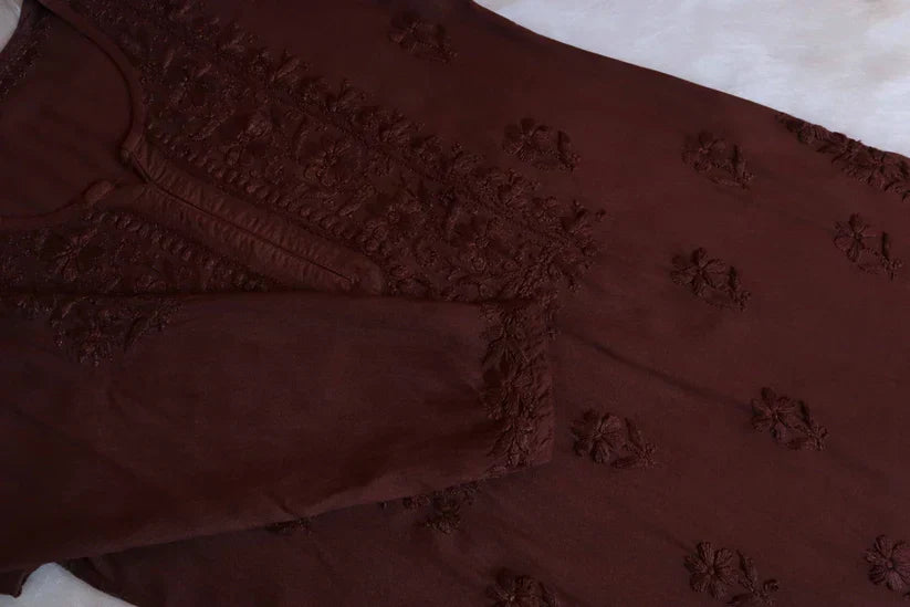 Aayat Chocolate Brown Rayon Kurta Pant set
