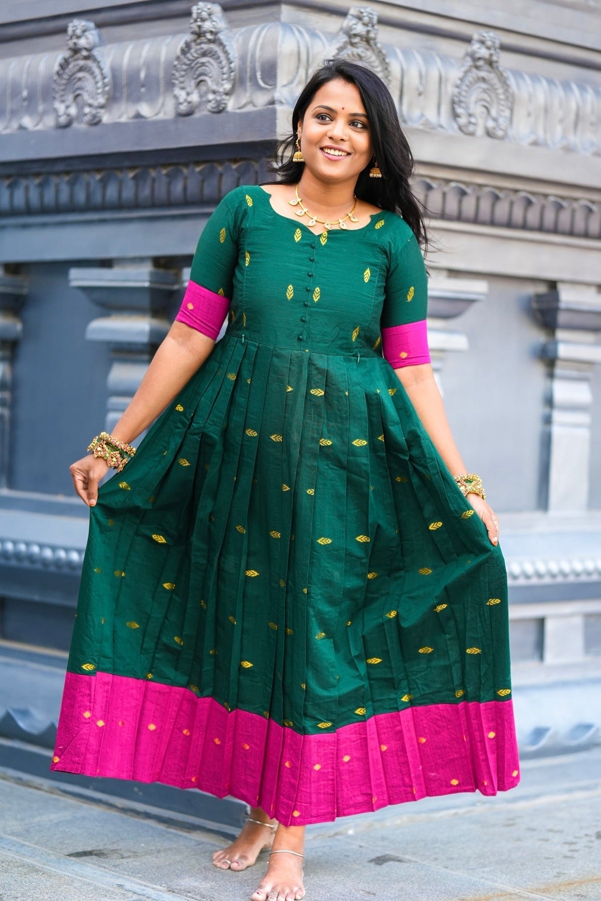 Madurai Meenakshi  maxi Dress With Lining( ready to dispatch)