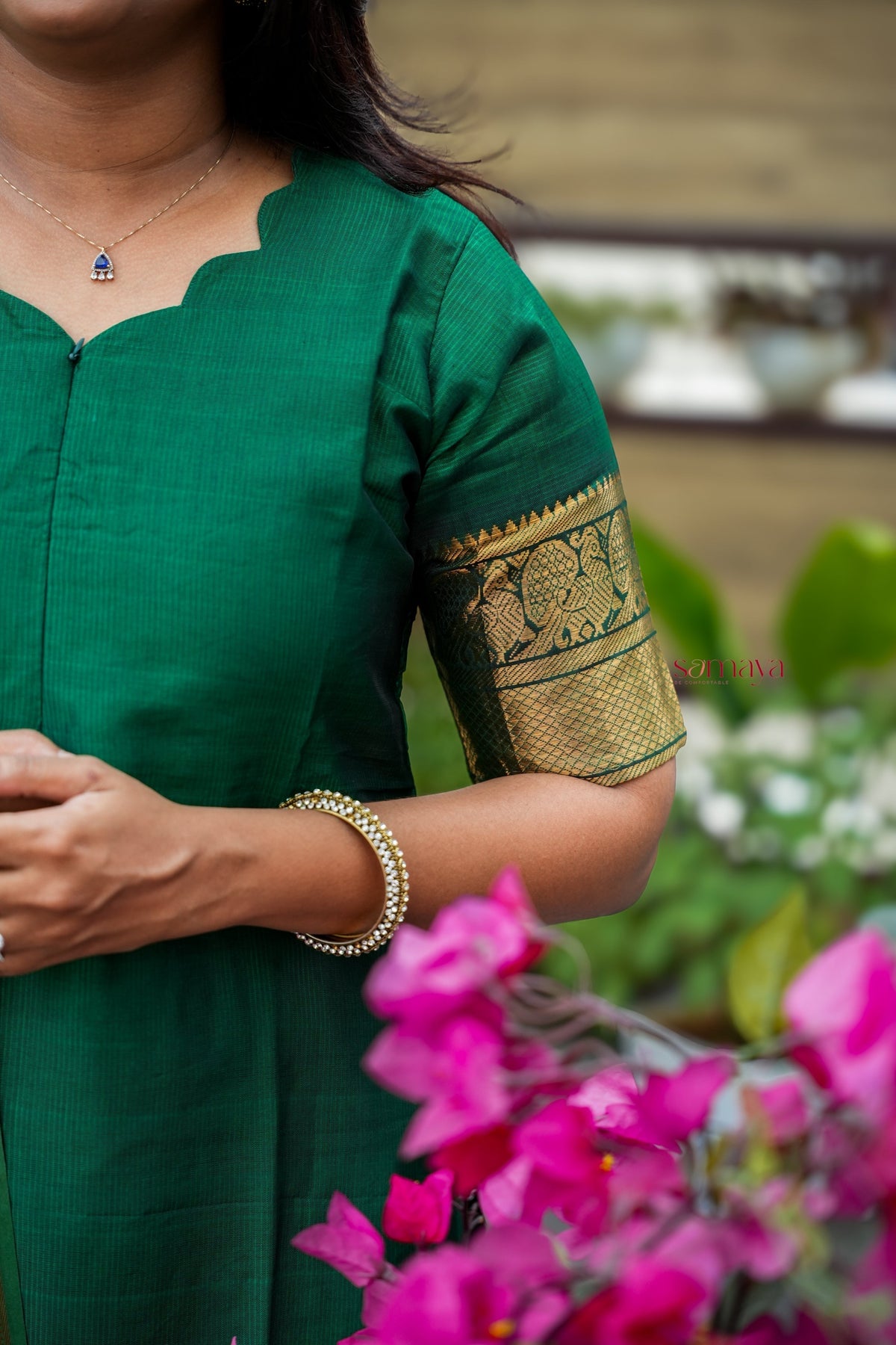Mangalgiri Green Narayanapet silk top with kalamkari hand painted duppatta set of 2 ( ready to dispatch)