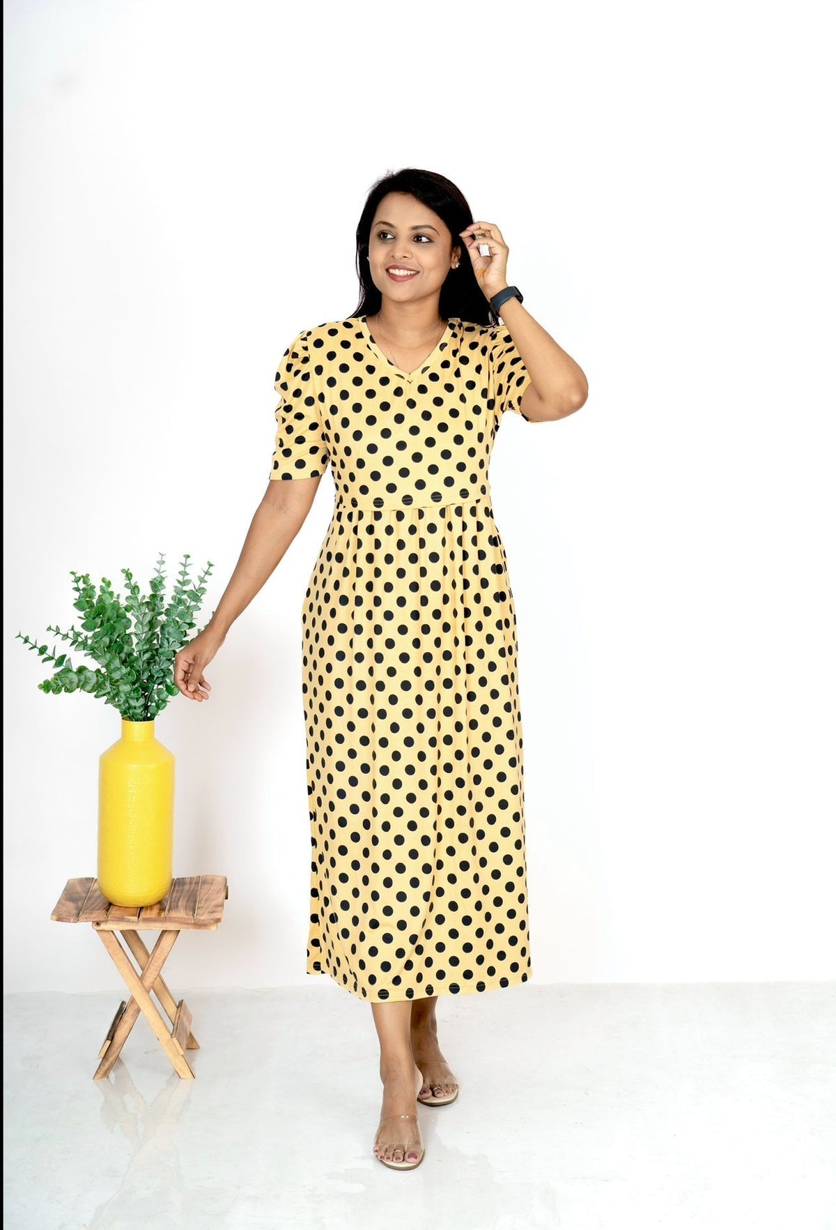 Luxury calf length  Polka Light Weight Dress