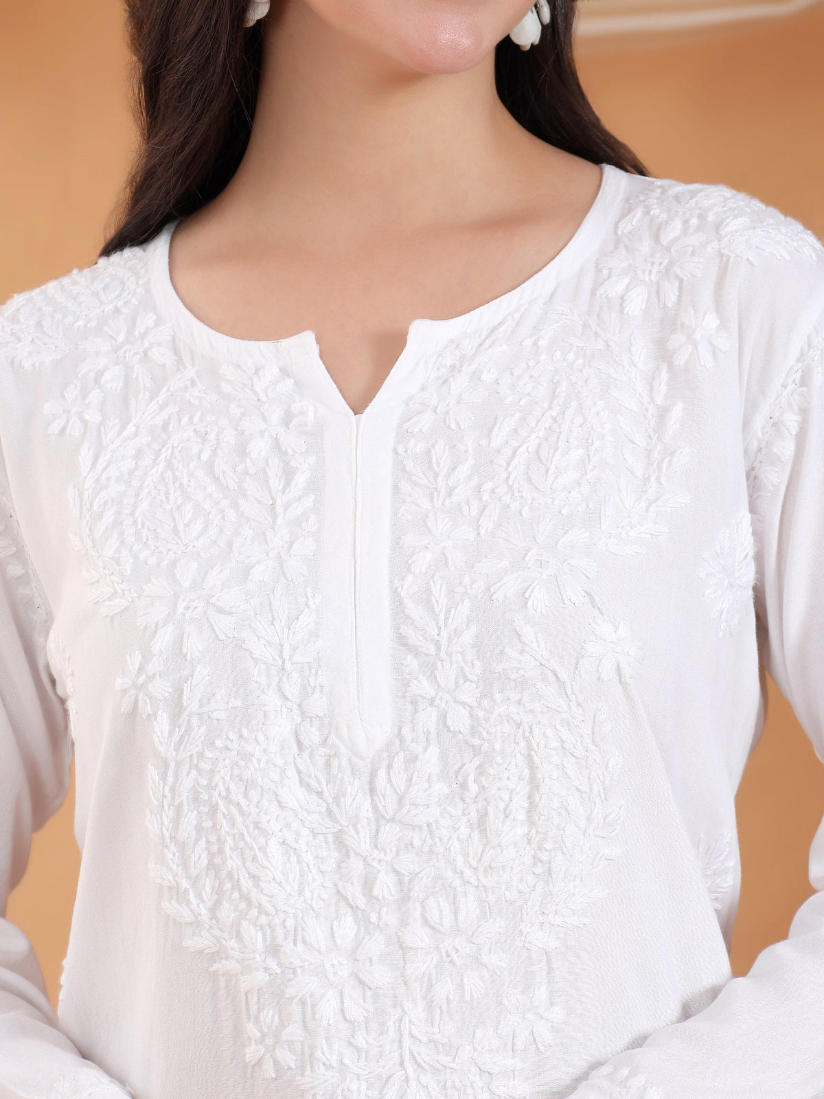 Maryam Chikankari Rayon Co-ord Set (White)
