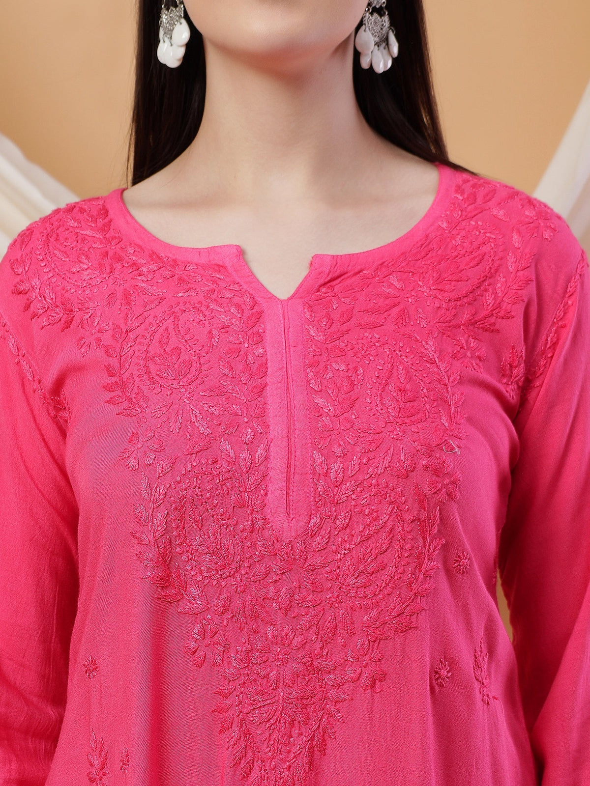 Meher Chikankari Ombre Rayon Co-ord Set (Pink)