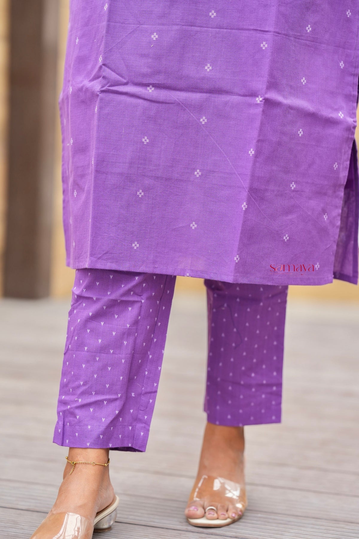Lilac Cotton Kurta Set with full lining( ready to dispatch) set of 2