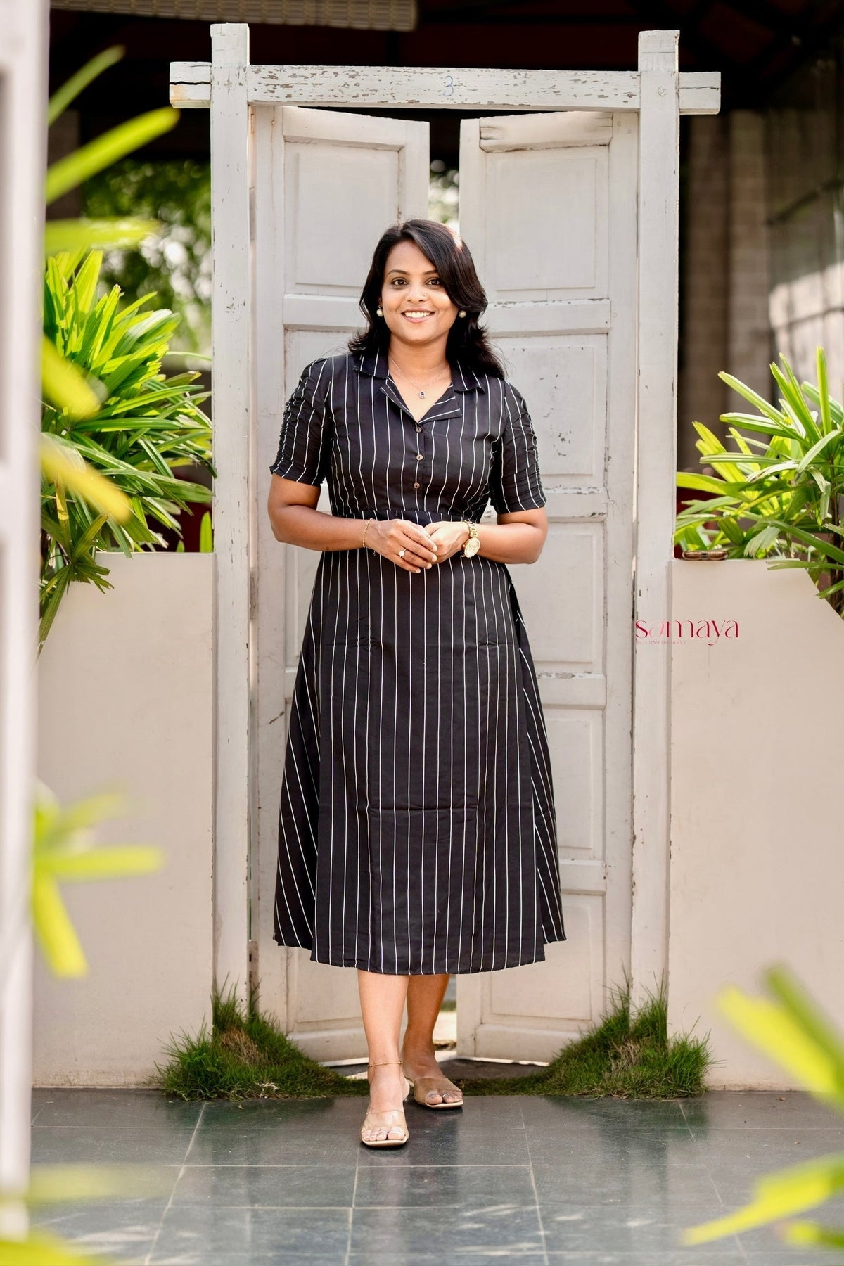 Maya checked Casual Dress With Lining