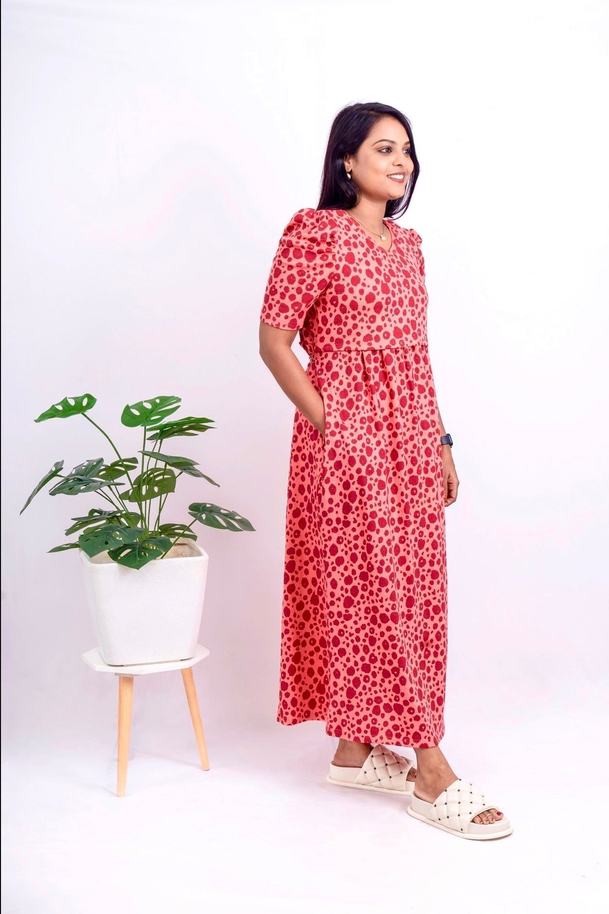 Maxi Peach Ribbed  Dress