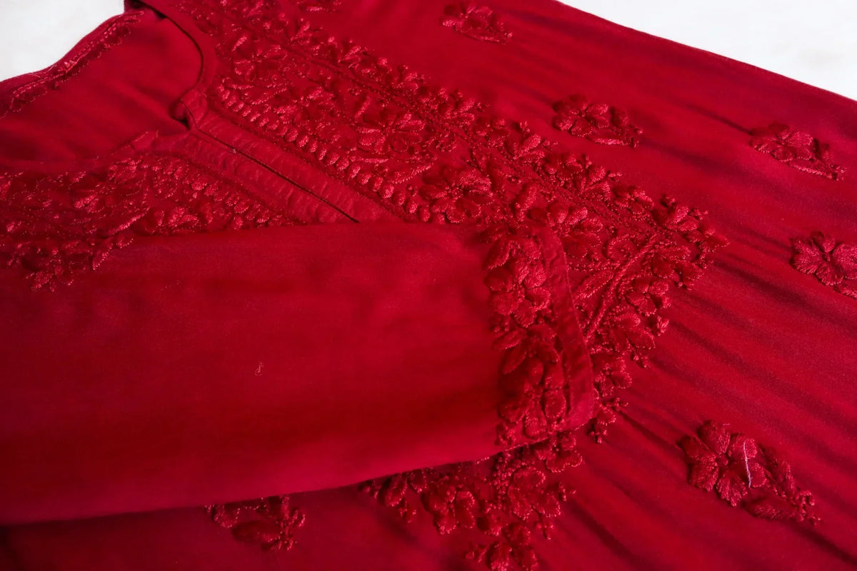 Aayat Red Rayon Kurta Pant set