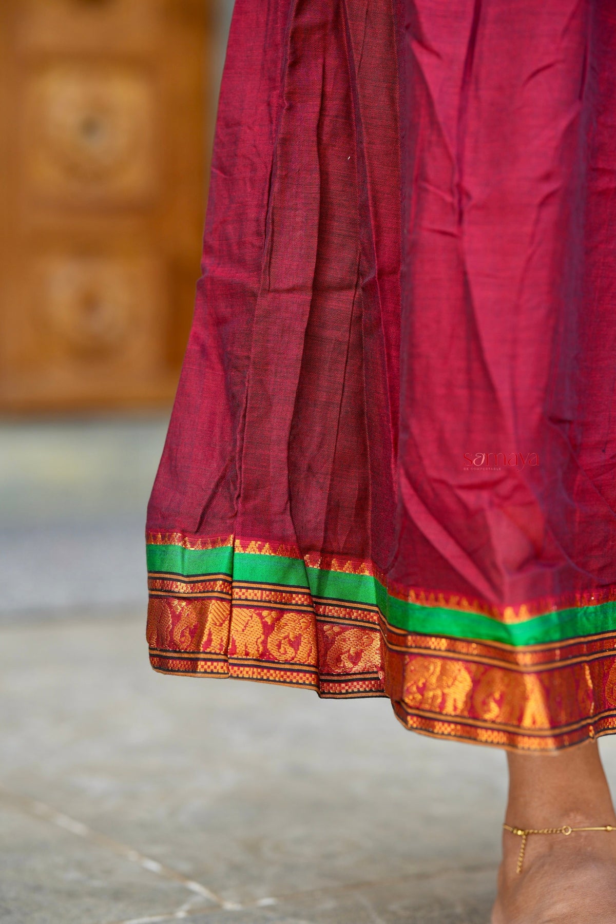 Maroon Narayanapet maxi Dress With Lining ( ready to dispatch)