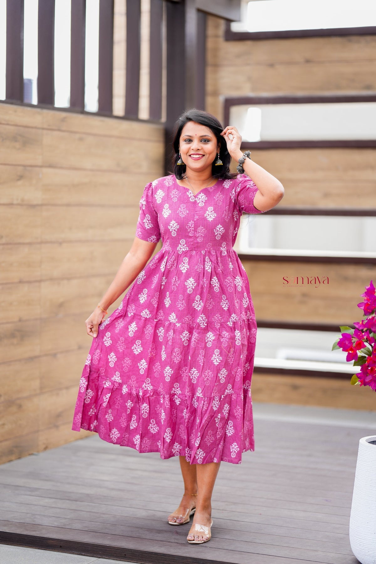 Mauve day to night dress without lining