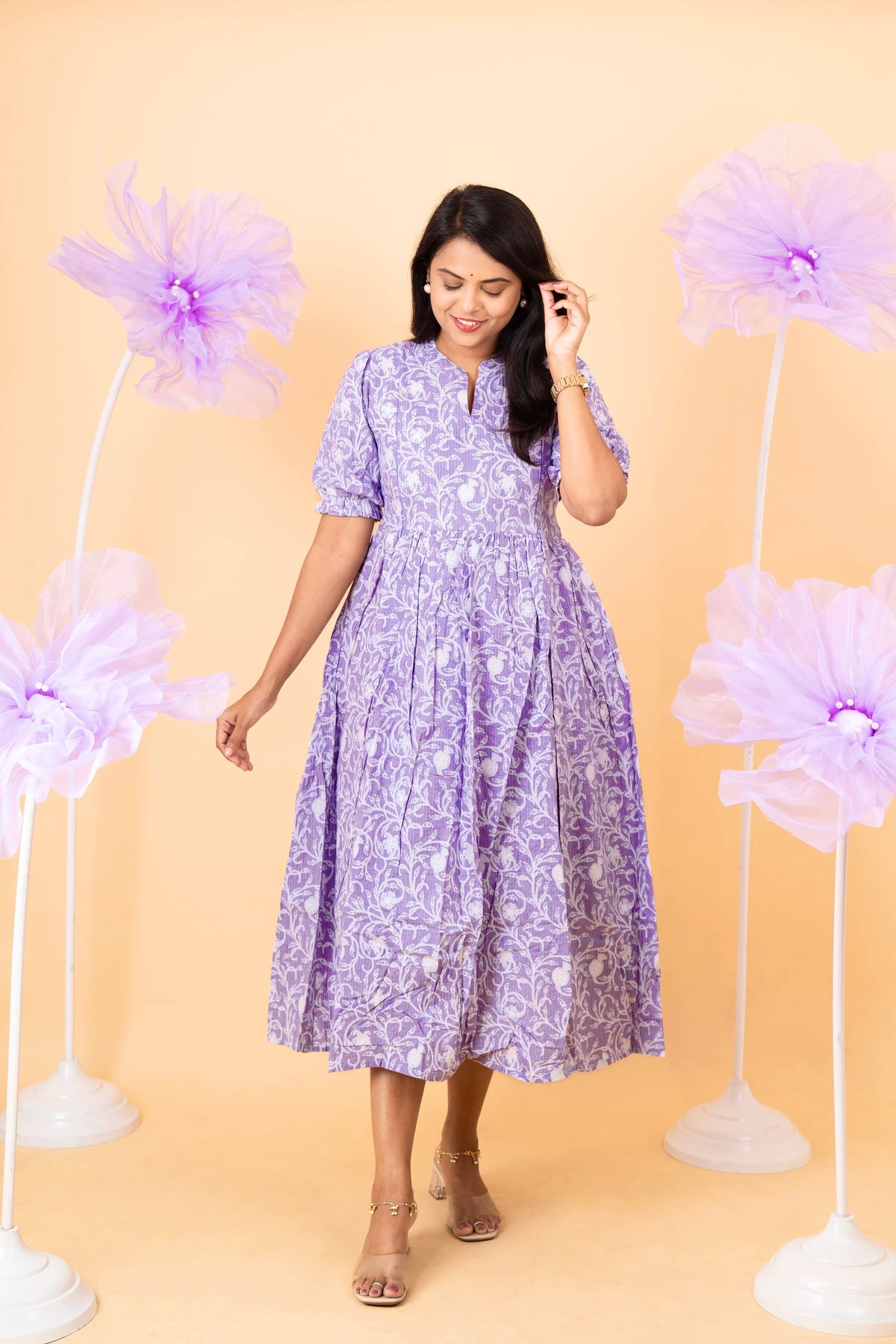 Megham casual  Dress With Lining Non-Maternity & Feeding-Friendly Dress