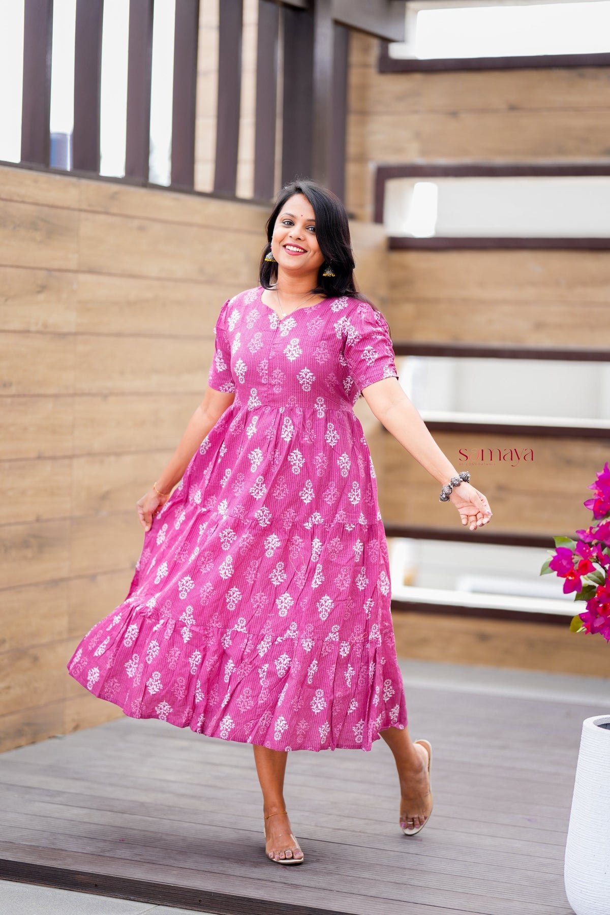 Mauve day to night dress without lining
