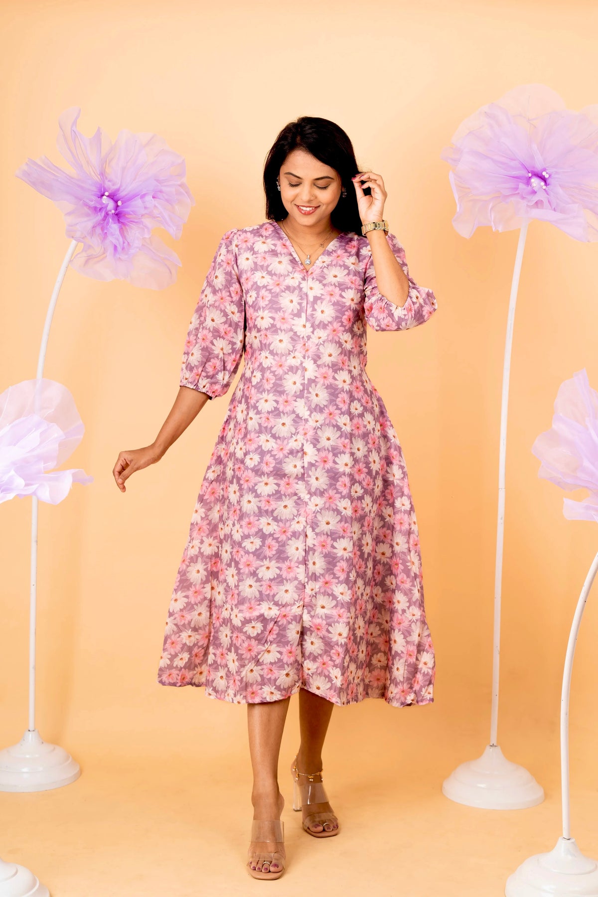 Megha casual  Dress With Lining ( No-Iron Everyday Dress)