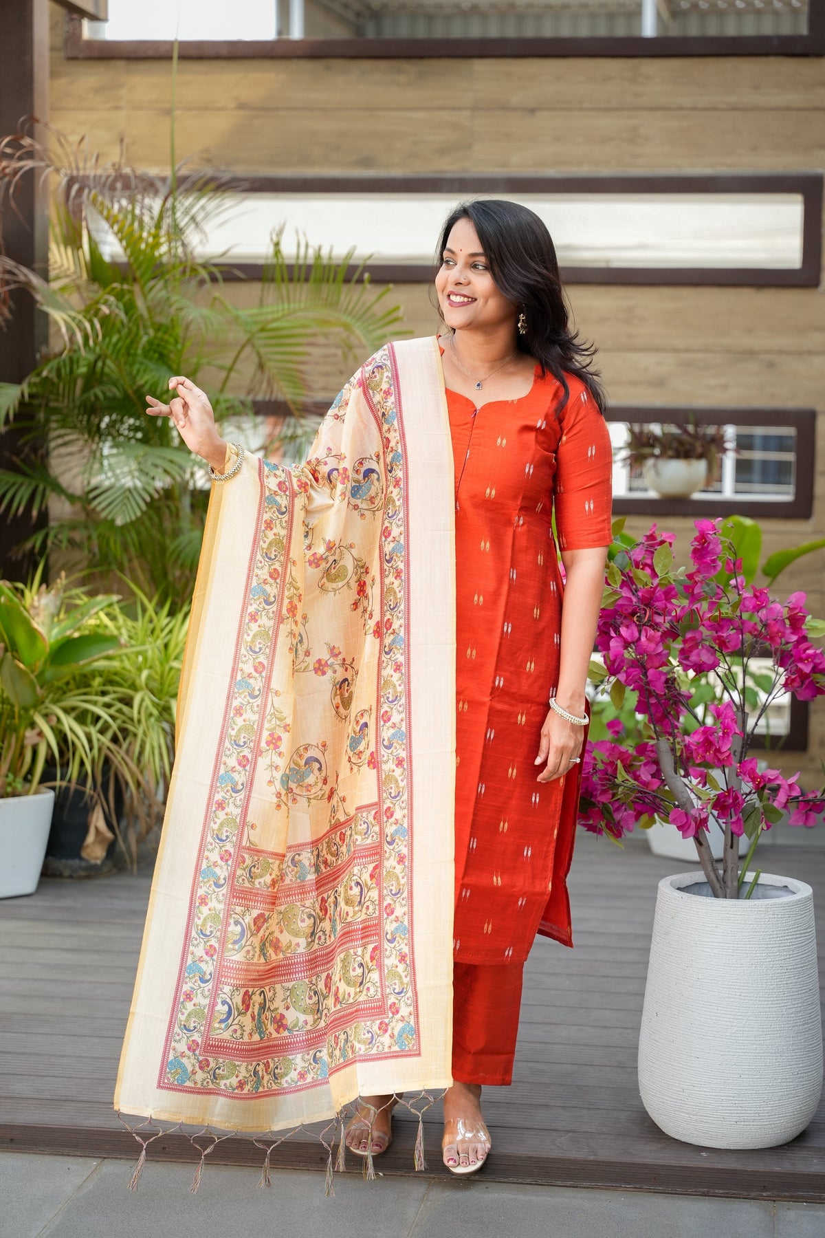 Alagu 3 piece raw silk suit set with Dupatta ( ready to dispatch)