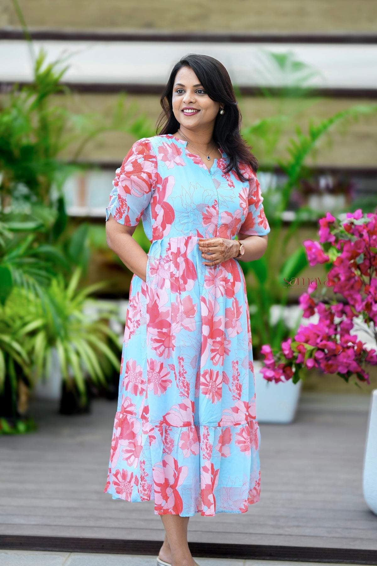 Marina georgette casual Dress With Lining ( No-Iron Everyday Dress)