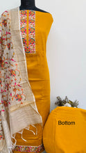 Load image into Gallery viewer, Designer Embroidered Suit Length 3 Piece Mustard Mal Cotton With Sequence Work
