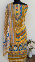 Load image into Gallery viewer, Designer Embroidered Suit Length 3 Piece Mustard Mal Cotton
