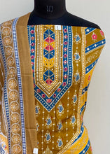 Load image into Gallery viewer, Designer Embroidered Suit Length 3 Piece Mustard Mal Cotton
