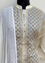 Load image into Gallery viewer, Designer Embroidered Suit Length 3 Piece Beige Kota
