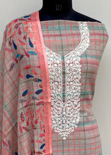 Load image into Gallery viewer, Designer Embroidered Suit Length 3 Piece Beige Linen With Sequence Work
