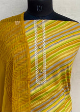 Load image into Gallery viewer, Designer Embroidered Suit Length 3 Piece Mustard Mal Cotton
