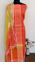Load image into Gallery viewer, Designer Embroidered Suit Length 3 Piece Orange Organza
