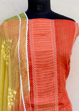 Load image into Gallery viewer, Designer Embroidered Suit Length 3 Piece Orange Organza
