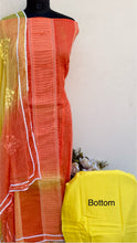 Load image into Gallery viewer, Designer Embroidered Suit Length 3 Piece Orange Organza
