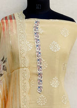 Load image into Gallery viewer, Designer Embroidered Suit Length 3 Piece Beige Georgette

