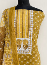 Load image into Gallery viewer, Designer Embroidered Suit Length 3 Piece Mustard Mal Cotton
