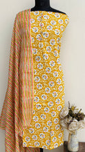 Load image into Gallery viewer, Designer Embroidered Suit Length 3 Piece Mustard Mal Cotton
