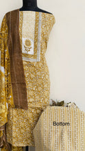 Load image into Gallery viewer, Designer Embroidered Suit Length 3 Piece Mustard Mal Cotton
