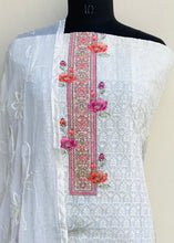 Load image into Gallery viewer, Chikankari Suit Length 3 Piece Cream Cotton With Stone Work
