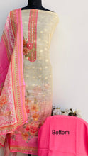 Load image into Gallery viewer, Designer Embroidered Suit Length 3 Piece Beige Kota With Mirror Work
