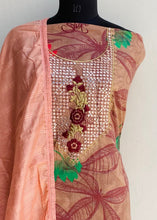 Load image into Gallery viewer, Designer Embroidered Suit Length 3 Piece Brown Mal Cotton
