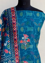 Load image into Gallery viewer, Designer Embroidered Suit Length 3 Piece Blue Mal Chanderi  With Embroidered Cotton Dupatta
