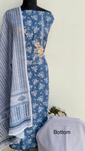 Load image into Gallery viewer, Designer Embroidered Suit Length 3 Piece Blue Linen With Mirror Work
