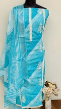 Load image into Gallery viewer, Designer Embroidered Suit Length 3 Piece Blue Linen With Sequence Work
